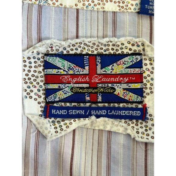 English Laundry Women's Lion Crest Stripe Long Sleeve Button Shirt - Sz M - Picture 5 of 7